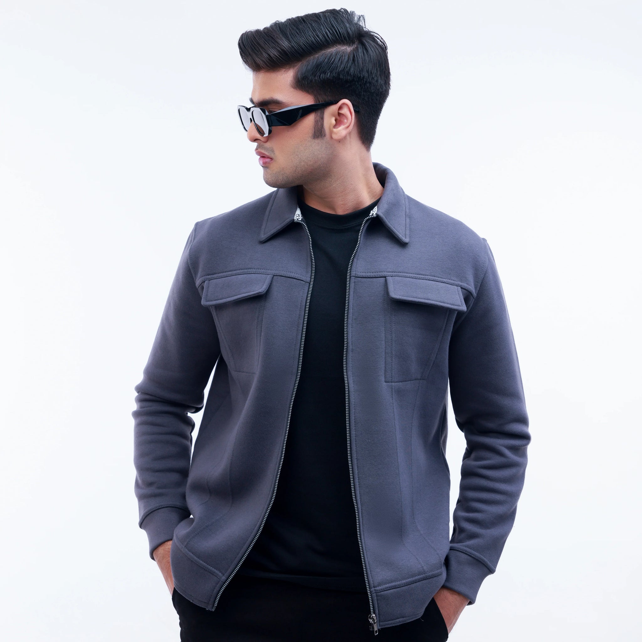 Flap Pocket Jacket - Grey